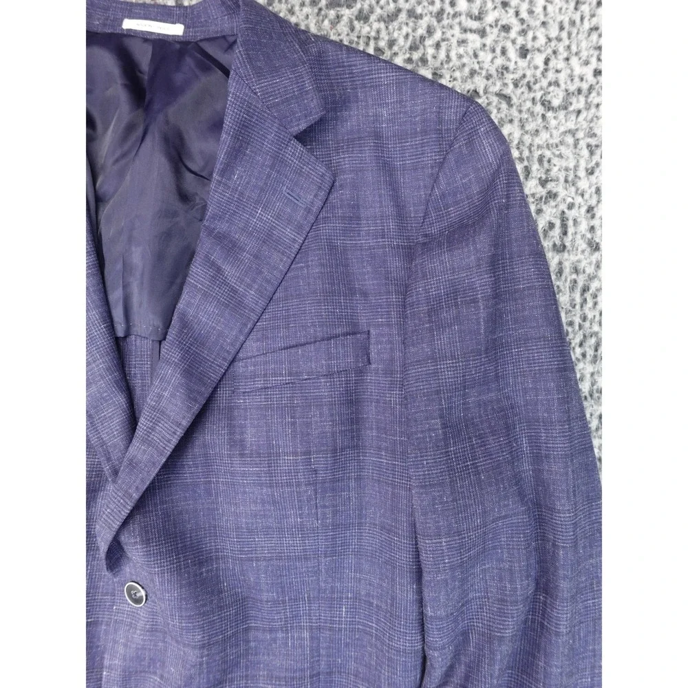 Peter Millar Blazer Mens 46R Navy Blue Good Glen Plaid Patch Pocket Sport Coat